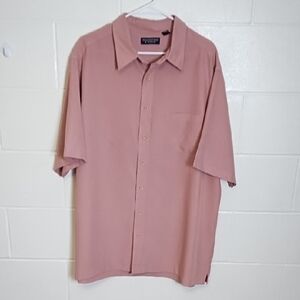Roundtree & Yorke Pink Cmall Plaid Casual Button Down Shirt Short Sleeve